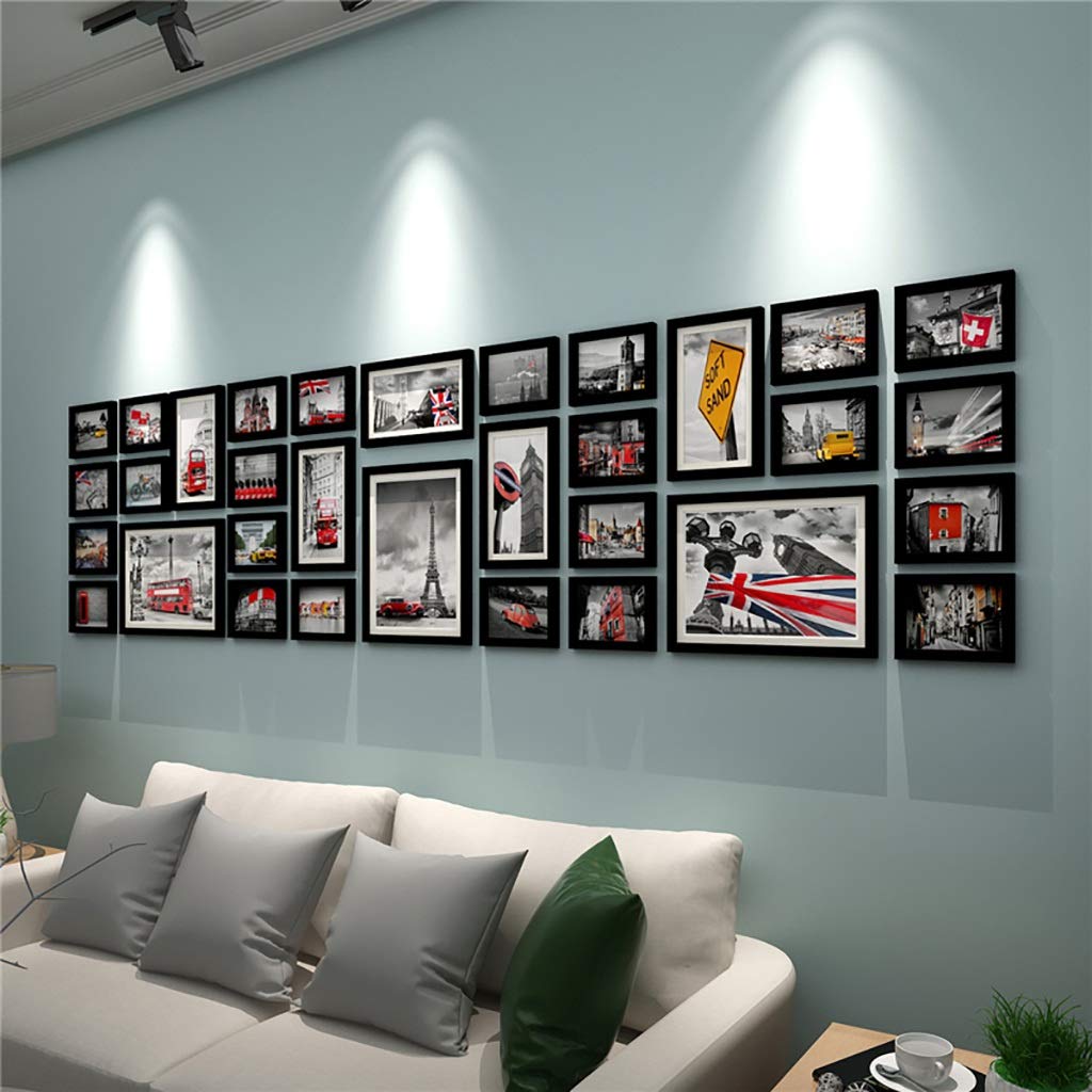 Ramki ścienne i stojące 32 Pack Fotografii Ramki Collage Wall Gallery Kit Picture Frame Set Duże ściany Wiszące ramki do zdjęć, 5 kolorów Zestawy ramek do zdjęć w różnych rozmiarach(B)