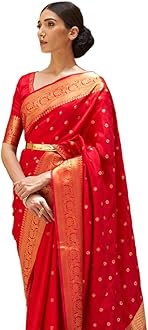Womens Kanjivaram Banarasi Silk Saree Patola saree with Unstitched blouse piece
