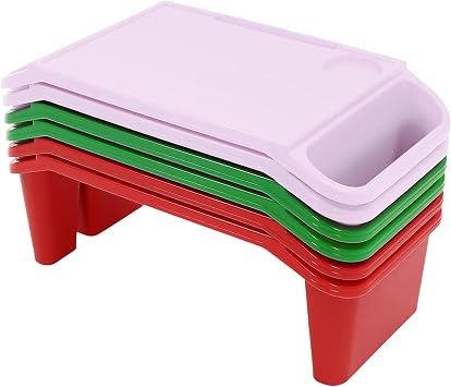 6-Pack Lap Desks for Kids, Lightweight Stackable Lap Trays with Cup Holder & Phone Slot, 33lbs Load Capacity Kids Lap Desk Tray for Writing Eating Reading on Bed Couch, Home School, 19.7x9.8x7.1