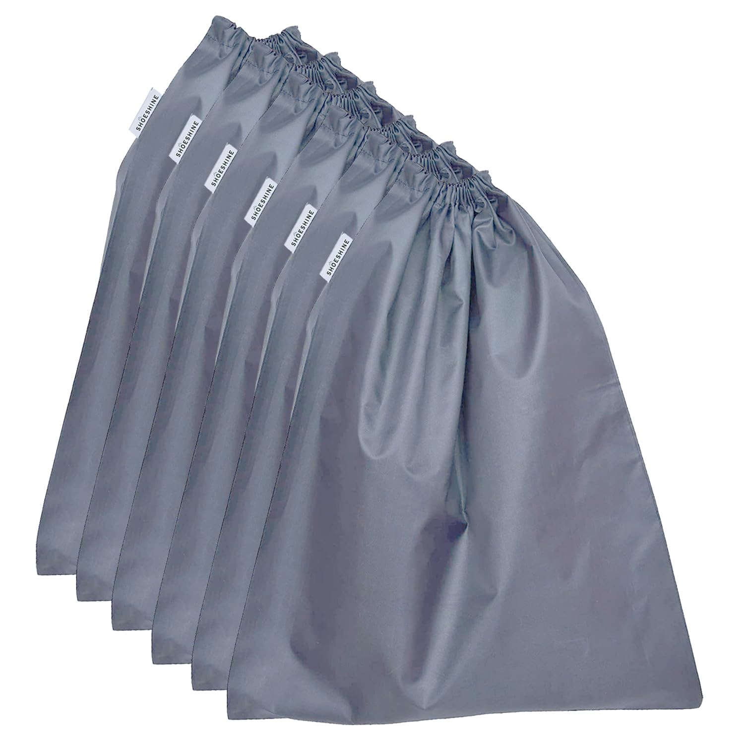SHOESHINE Washable Shoe Bags Long Lasting Nylon Fabric Soft & Smooth Travel Shoes Pouch - 6 Pcs Grey Storage Shoe Cover