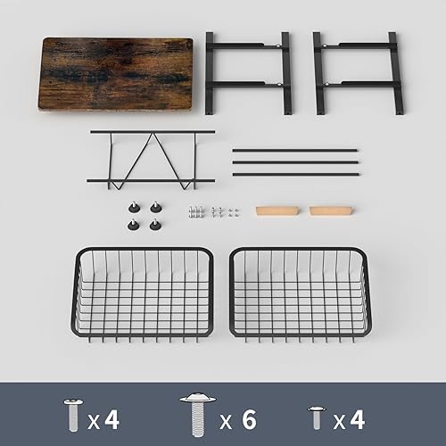 Miniatura 27 de Cesta de frutas y almacenamiento de despensa de cocina, mesa superior de madera, cesta de alambre de metal extraíble para frutas, verduras, Estante