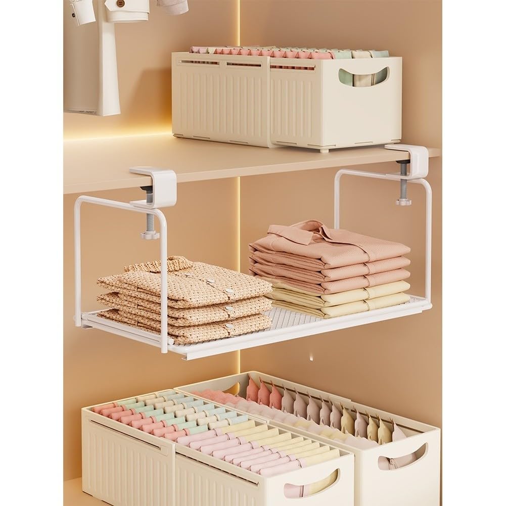 Étagère de penderie réglable noire en fer suspendue pour rangement dressing