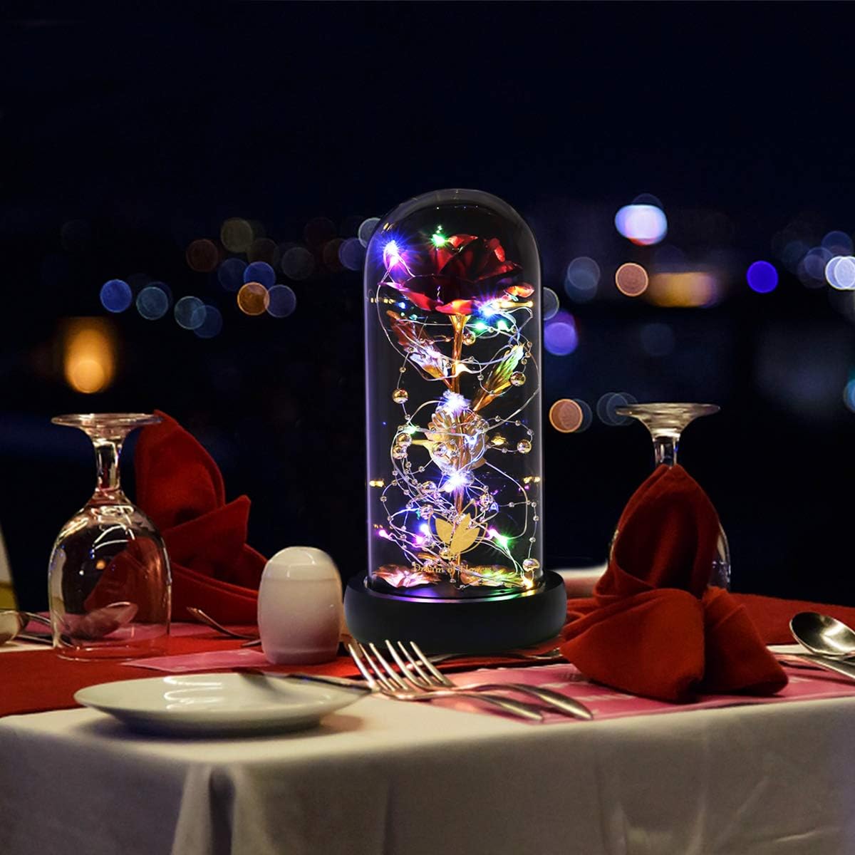 Valentines Day Gifts for Her,Valentines Gifts for Women,Flowers for Delivery Prime,Flower Galaxy Artificial Flower Light Up Rose in A Glass Dome,Anniversary Mothers Day, Birthday Gifts - Image 2