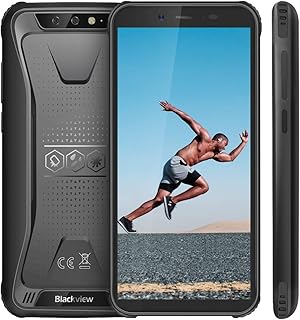 Telephone Portable Incassable, Blackview® BV5500 Ecran 5.5 Pouces HD+18:9, 16Go ROM + 2Go RAM et 4400mAh Batteries, Android 8.1 avec Cameras 5MP + 8MP 0.3MP, GPS, 3G Smartphone Etanche - Noir