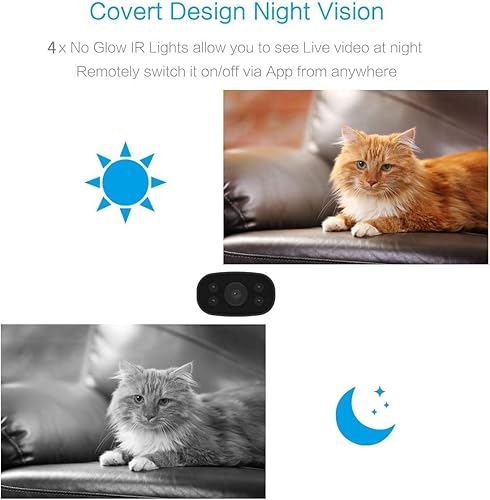 Miniatura 3 de HUOMU - Cámaras de seguridad ocultas, mini cámara espía de visión remota con Wi-Fi, inalámbrica, 1080P HD, para interiores y exteriores, grabadora