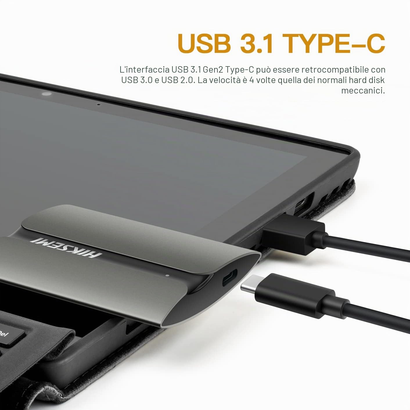 HIKSEMI Portatile SSD Esterno 2TB, Velocità Di Lettura Fino a 560MB/S, USB 3.1 Unità a Stato Solido per Android, Mac, PC, Latop, Desktop - T300S