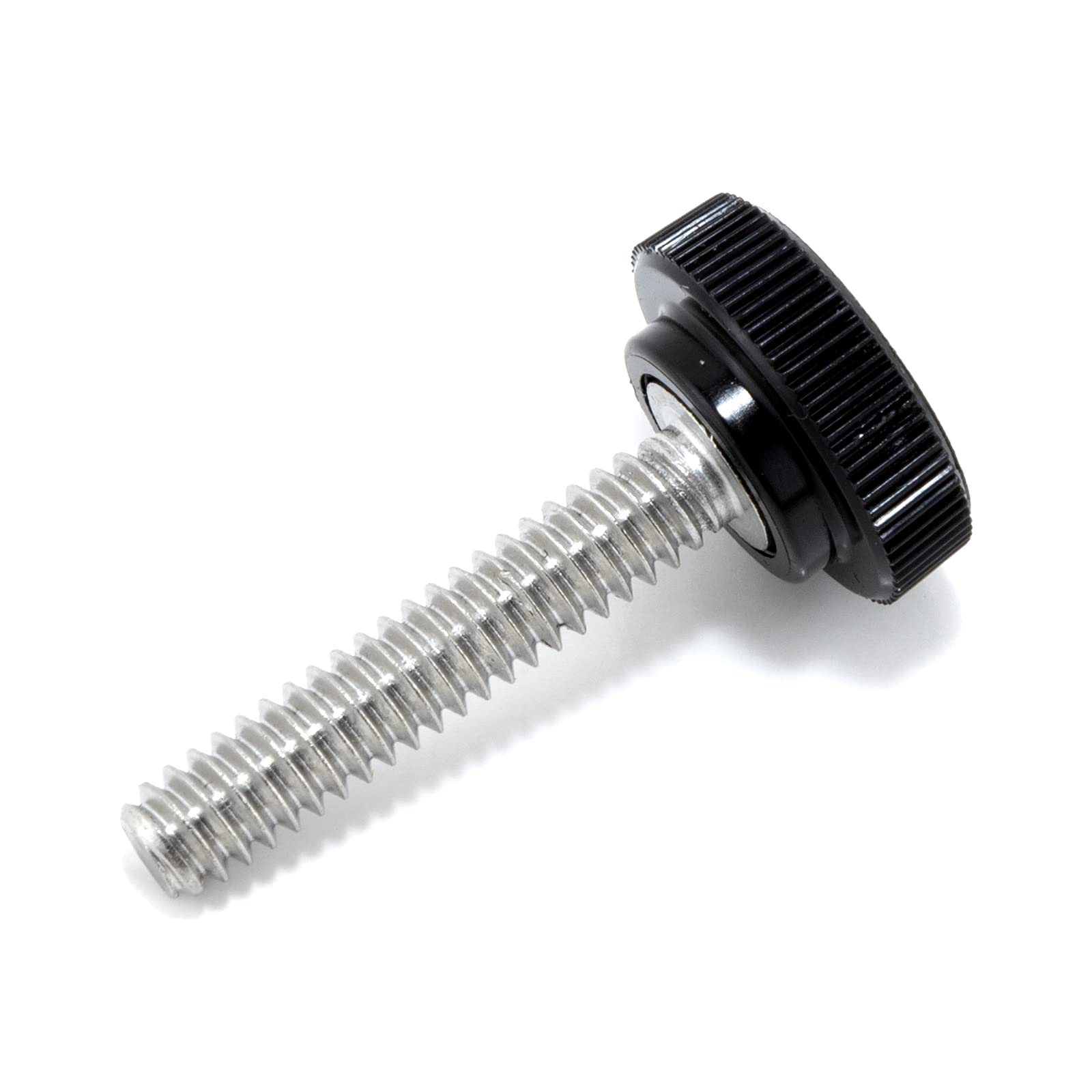 #10-24 x 1" Thumb Screw Stainless Steel - Black Knurled Round Plastic Knob - Standard/Coarse Thread Thumbscrew - Length: 1.000" - Proudly Built in USA - Package of (4)