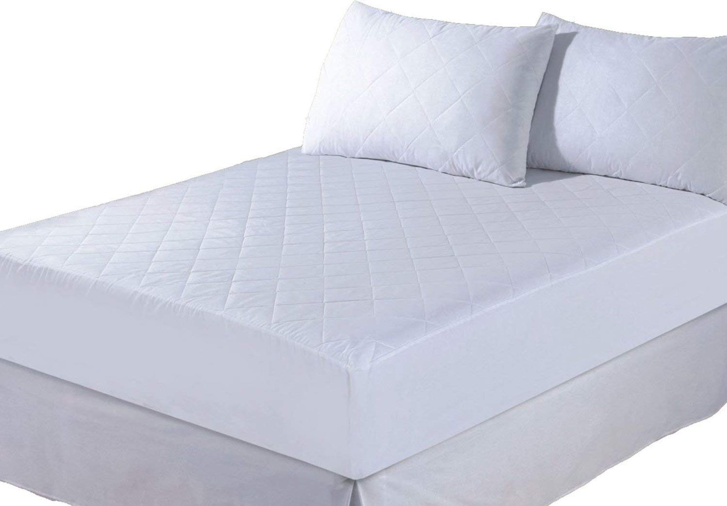 Papa Jones Ltd Quality 4ft 6" Double Fitted Quilted Mattress Protector, White Bed Cover, Waterproof Mattress Protector, Ultra Soft and Breathable Mattress, Machine Washable