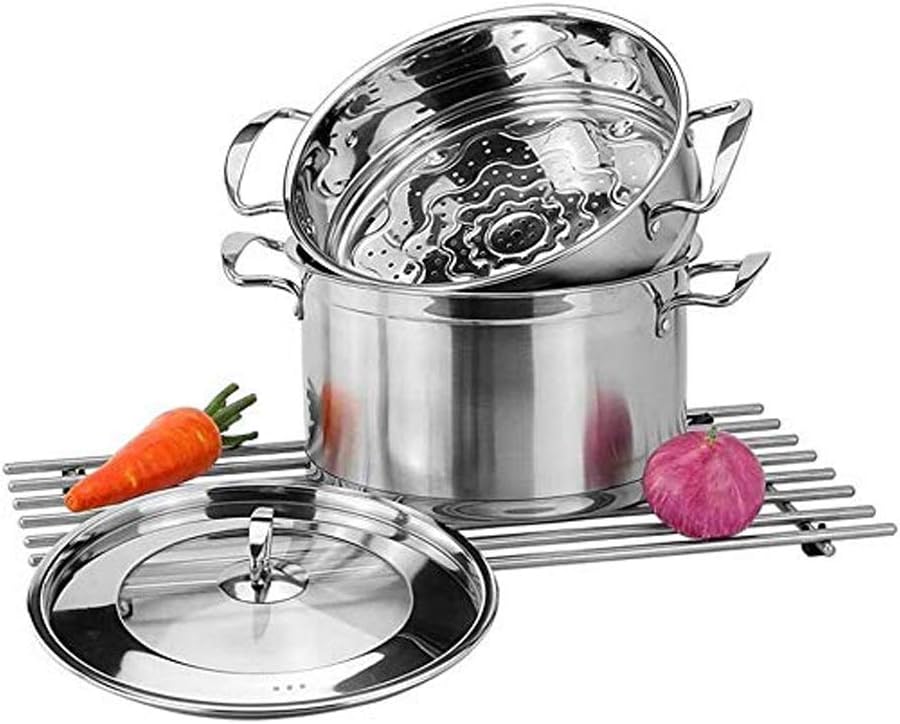 Stainless Steel Steamer， Pan Set Layer Food Cooking Steamer Pot Induction Hob Gas Universal