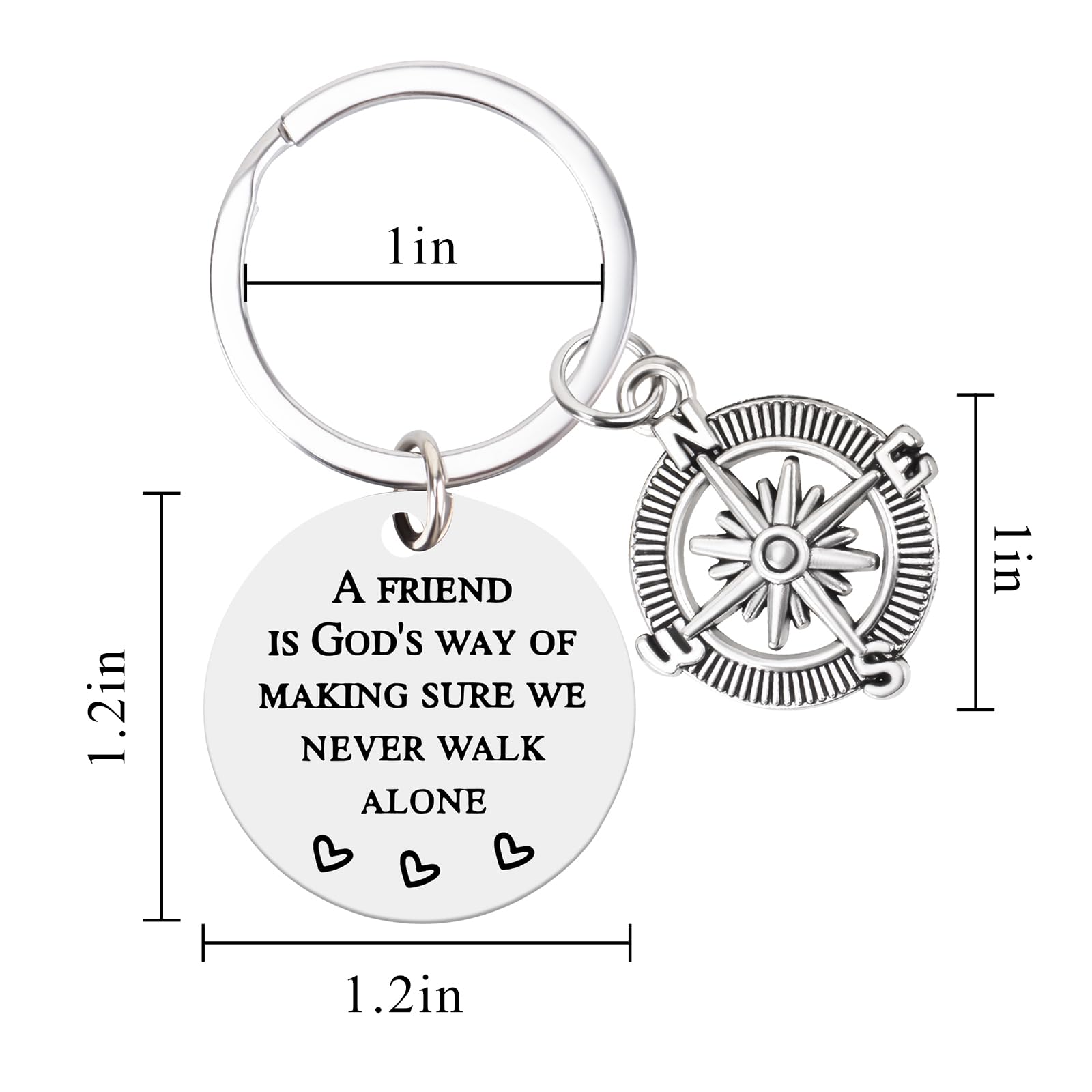 Best Friend Keychain for Women Men – Friendship Compass Keychain Gifts for Best Friends, Birthday Christmas Going Away Farewell Gift for Bestie Coworker