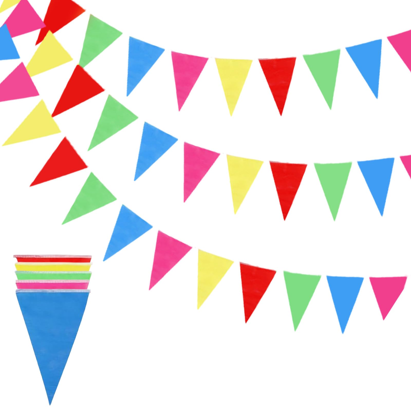 AYNKH 150m 300-Piece Pennant Banner Party Decorations - Reusable Waterproof Triangle Flags for Indoor/Outdoor Weddings, Birthdays & Festivals