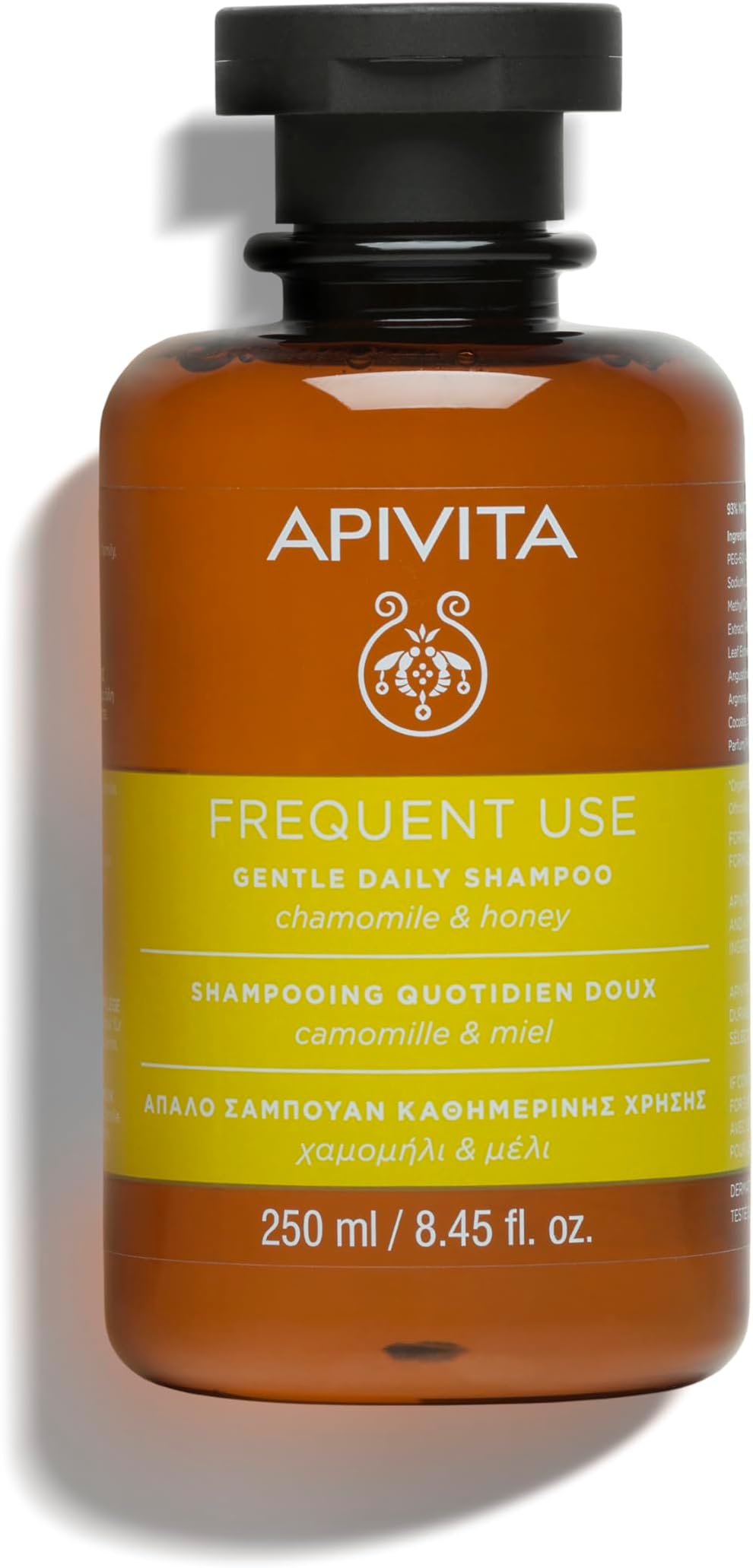 APIVITA Gentle Daily Shampoo for Men and Women - Sulfate Free Hair Care that Hydrates, Protects the Scalp & Prevents Split Ends - With Rosemary, Honey and Chamomile - For All Hair Types, 8.45 Fl Oz
