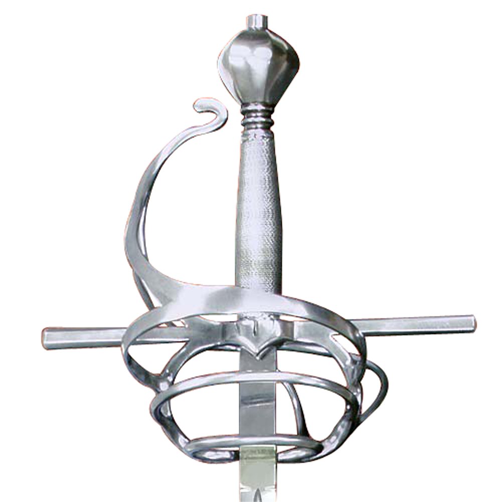 17th Century Italian Rapier Sword Historical Rapier with High Carbon Steel Blade Swept Hilt Silver Wire Handle & Leather Scabbard for Collectors Cosplay Reenactments