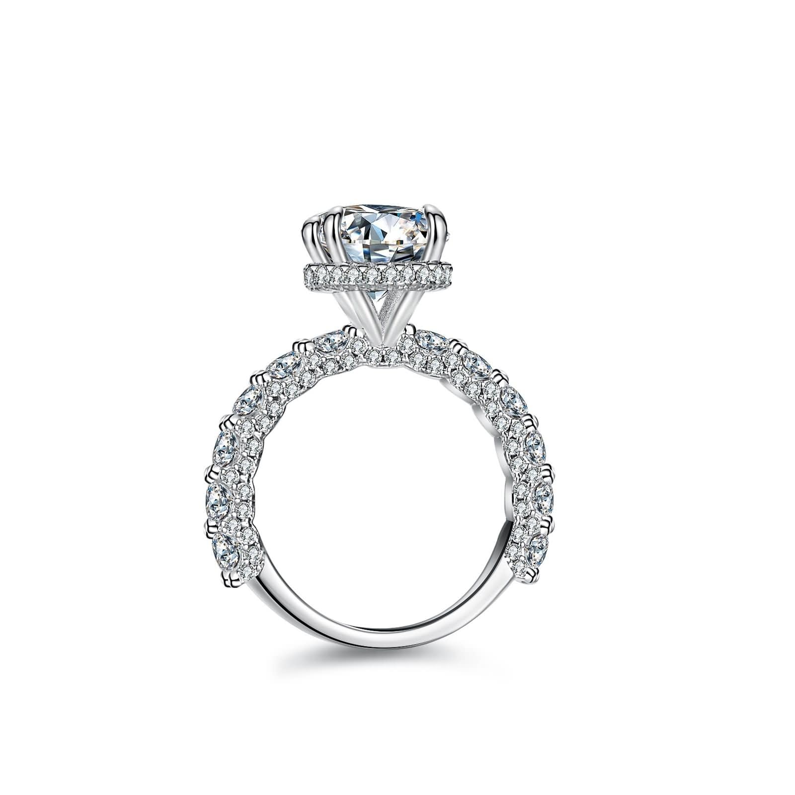 Anello nuziale in oro bianco 9 K/14 K/18 K, bianco 4 artigli rotondi con moissanite 3 ct semplice anello di fidanzamento