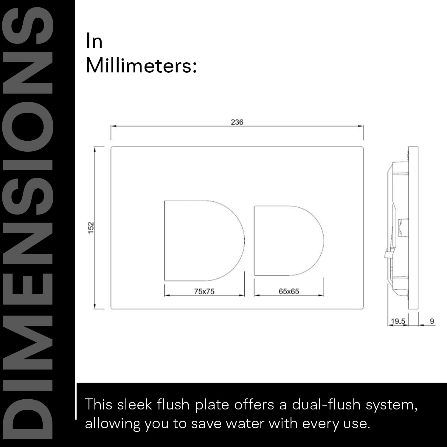 Jaquar Aria Cistern Control Flush Plate – Sleek & Durable Dual Flush Button for Modern Bathrooms, Sliver, Chrome Finish 2