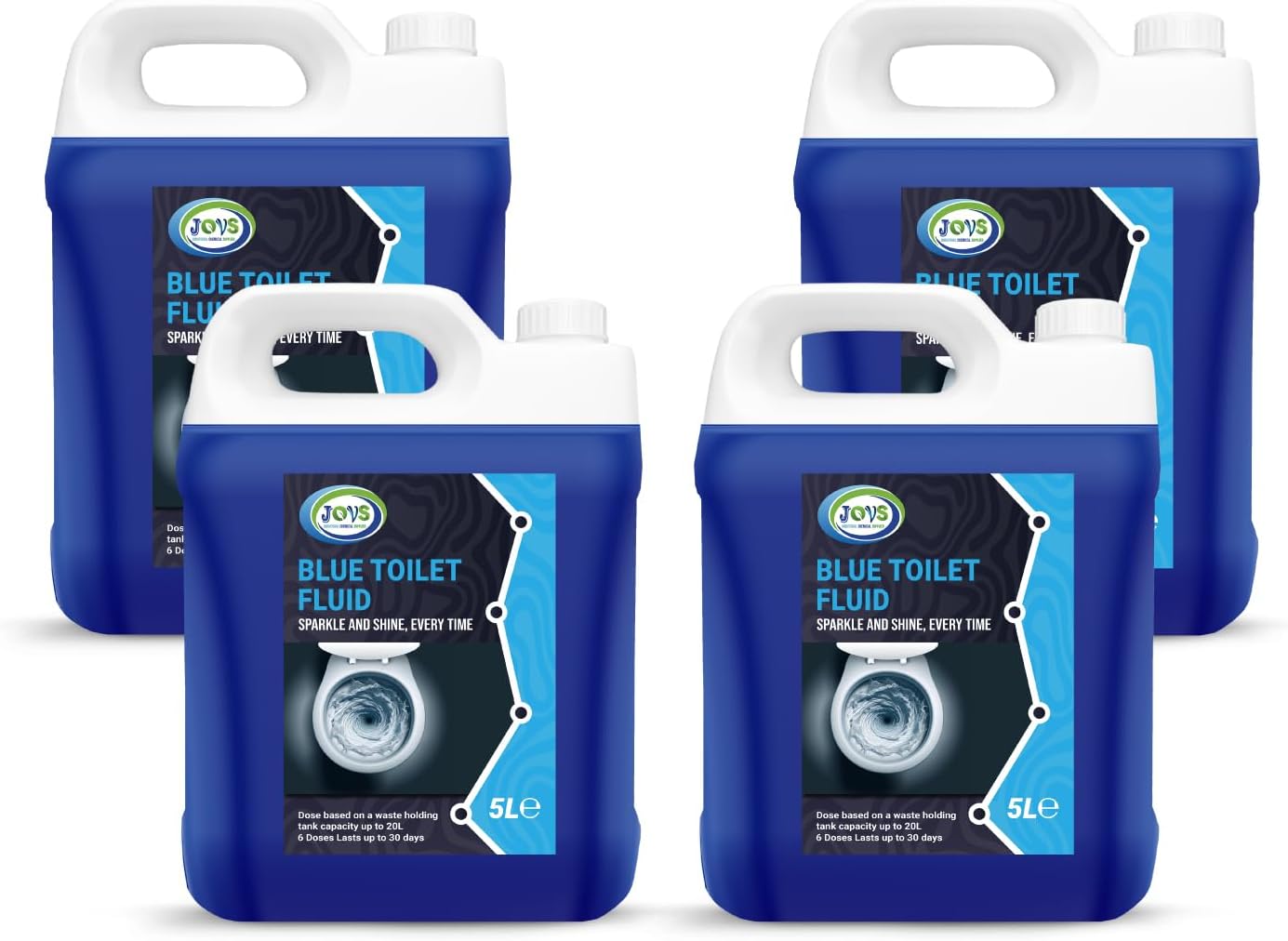 Blue Toilet Fluid 4 x 5 Litre for Motorhomes & Caravans | Eco-Friendly, Odour Eliminator | Up to 50 Treatments Each 20L
