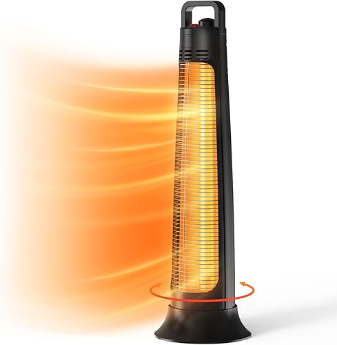 FLOWBREEZE Calentador de patio, calentador eléctrico portátil, 1200 W, calefacción instantánea 3s, calentadores para exteriores con oscilación de