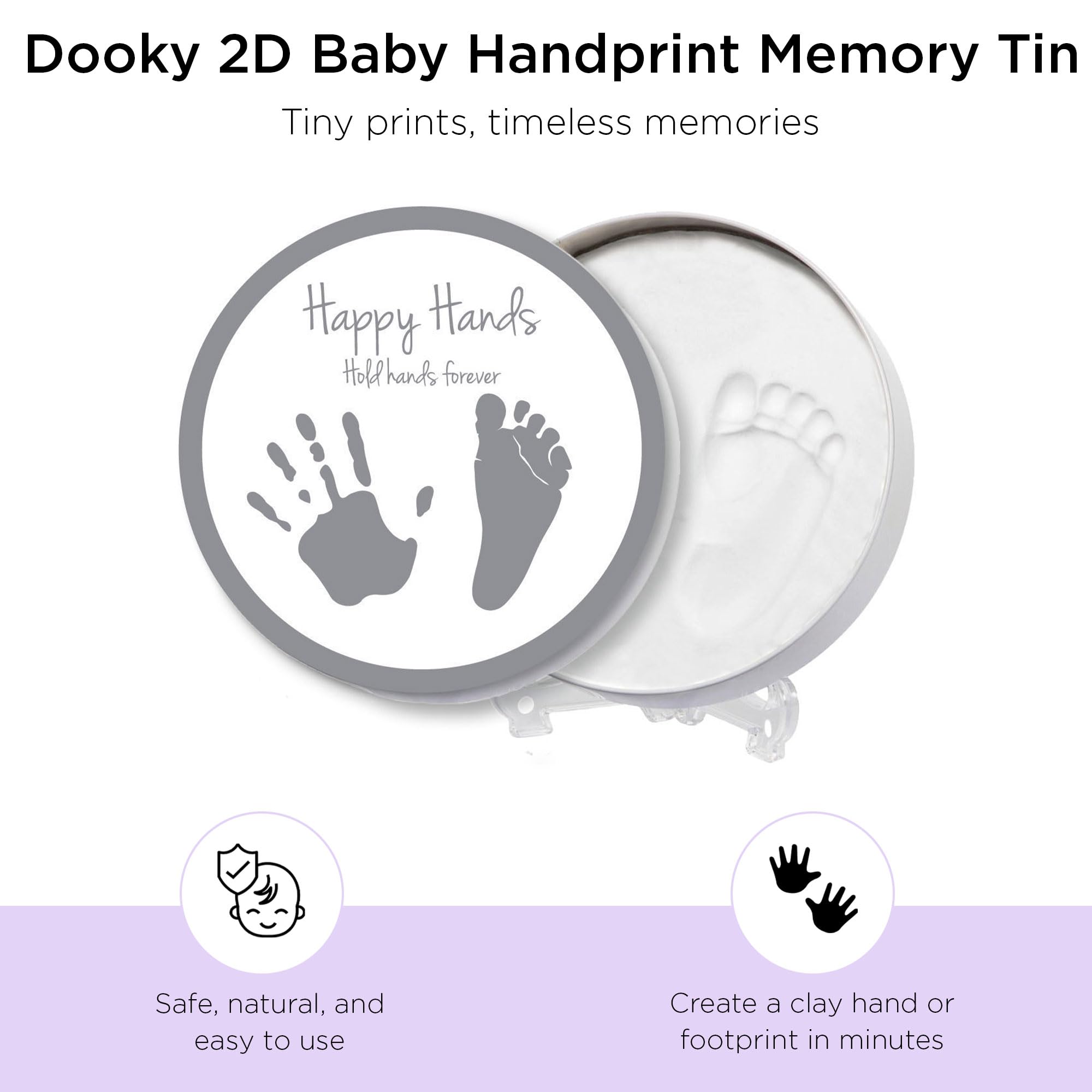 Dooky Happy Hands 2D Set empreinte main bébé souvenir boîte aluminium pâte à modeler