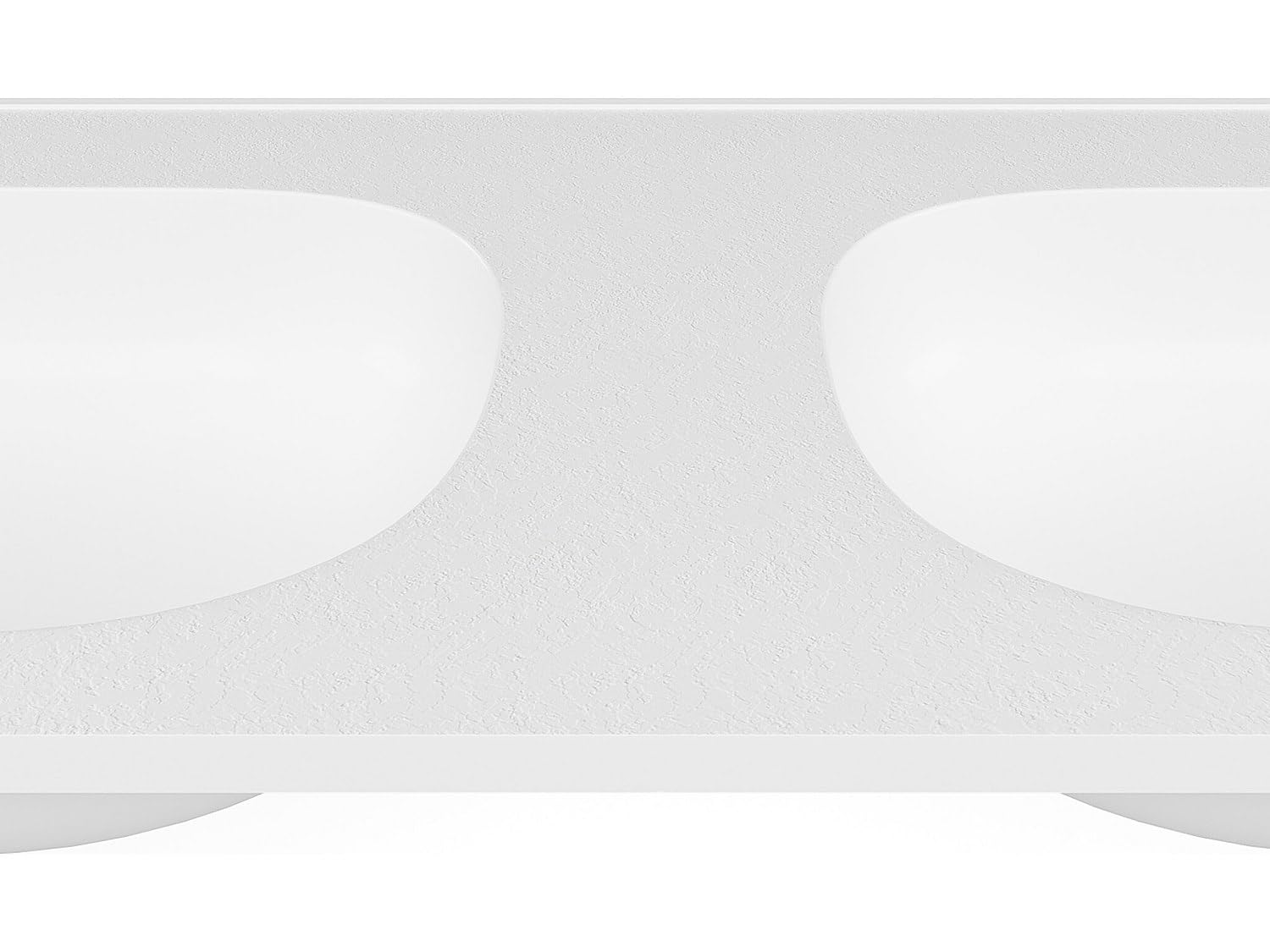 Vente-unique - Doble lavabo empotrable de resina efecto piedra - Blanco - Ancho 120 x 46 cm - ATIWA