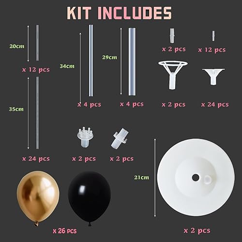 Miniatura 29 de Kit de columna de globos para piso, juego de 2, decoración de fondo de torre de globos con soporte, base y poste para bodas, baby shower, fiesta