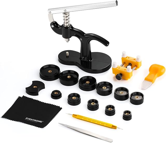 Eventronic Watch Press Set, Watch Repair kit with 18mm-50mm Fitting Dies for Watch Back Case Remover Closer, and Battery Replacement