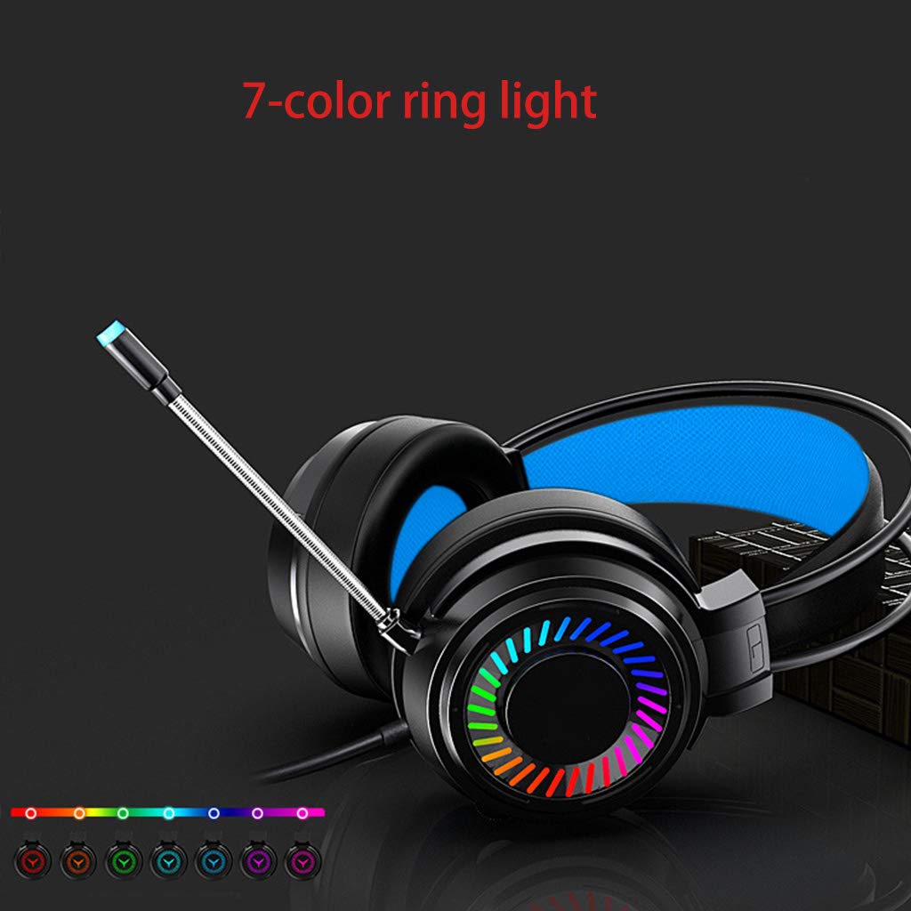 Lekki zestaw słuchawkowy stereo do gier podświetlenie LED zestaw słuchawkowy Cool RGB Rainbow