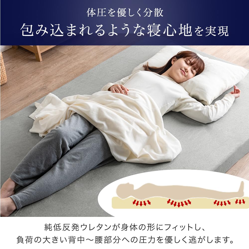 Amazon｜タンスのゲン マットレス ダブル 厚み8cm 低反発 75D 耐圧分散