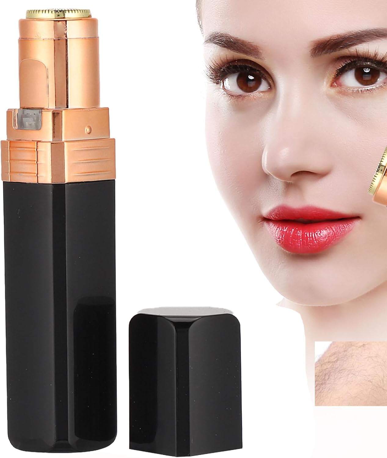 Gezichtshaarverwijdering, gezichtshaarverwijderaar, compacte haarscheerapparaatverwijderaar Trimmer Epilator Lippenstiftvorm Mini elektrische haarverwijderaar Gezichtshaarverwijderingsmachine (zwart)