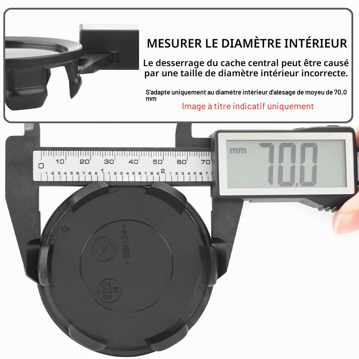 Rhinotuning Lot de 4 Cache-moyeux Ø: Front 74.5mm (2.9")/ Back 70mm (2.8") Noirs