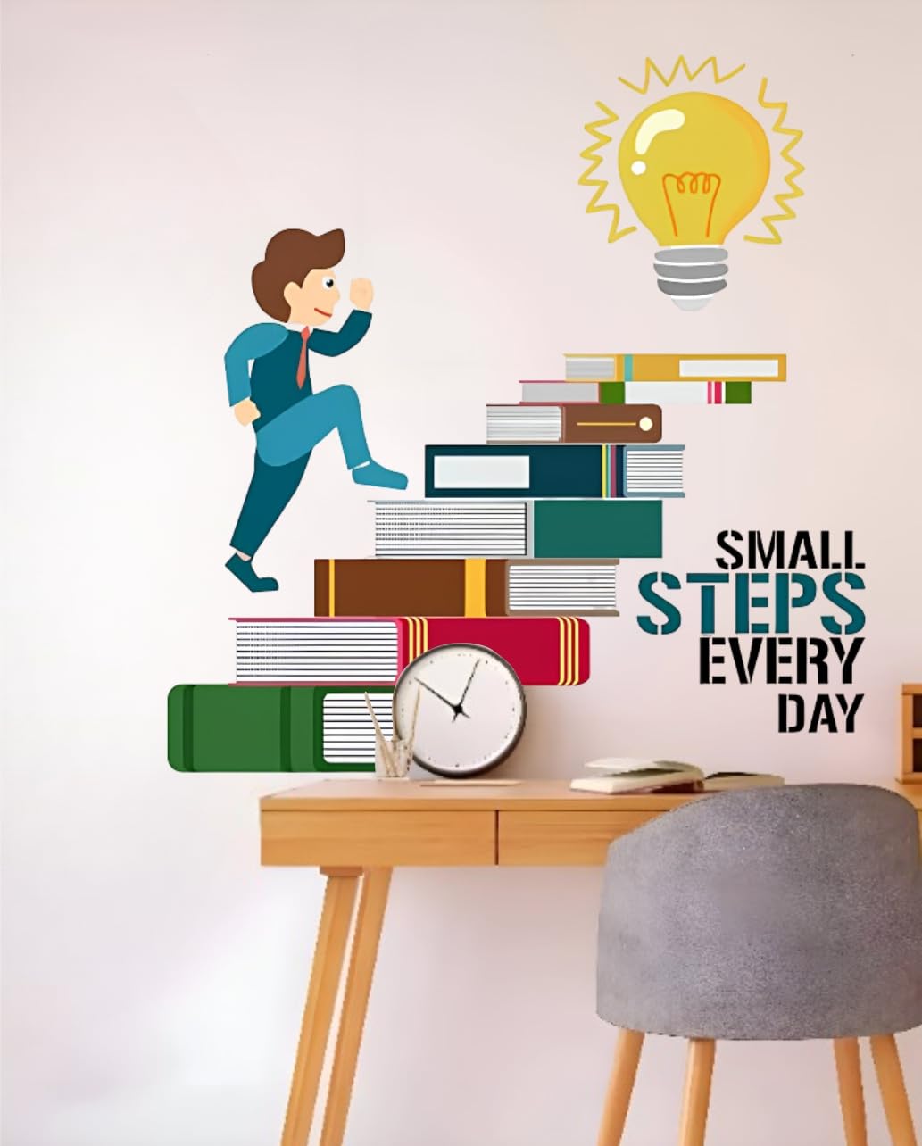 Motivational Study Wall Sticker 85 x 85 cm | Self Adhesive PVC Vinyl Wall Decal | Small Steps Every Day Inspirational Wall Art for Study Room Classroom Office Kids Room Home Décor-image-21