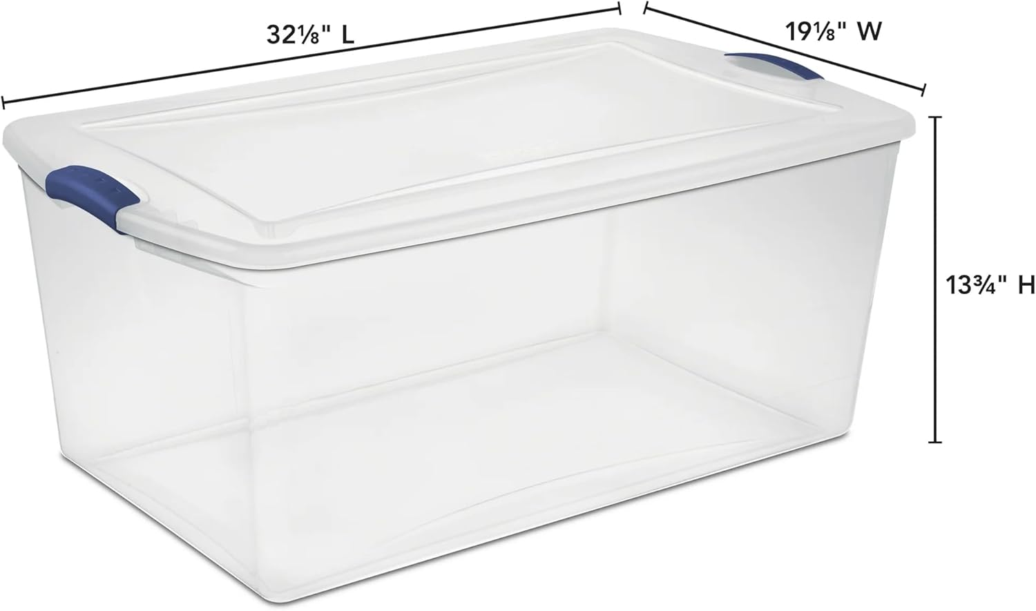 105 Quart Heavy-Duty Clear Plastic Storage Bin – Stackable & Nestable Latch Box with Clear Lid & Blue Secure Latches, Ideal for Home, Closet, Dorm, Garage, Basement & Patio Organization