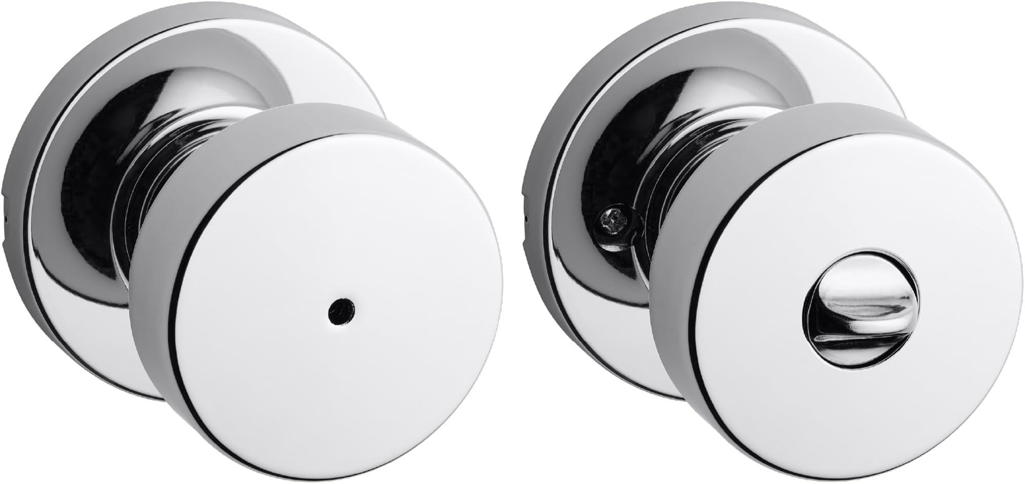 Kwikset Pismo Interior Privacy Door Knob with Lock, Door Handle for Bathroom and Bedroom, Polished Chrome Keyless Turn Lock Doorknob (Pack of 10)