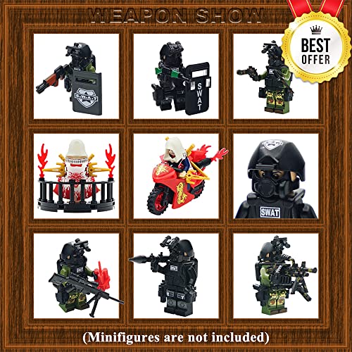 Nicolababe Weapon Pack 225 Pcs Accessories Military Weapon Set Incl Helmet Body Armor Cloak And Motorcycles Designed For Minifigures Compatible With Minifigures Of All Major Brands (Swat Weapon) #TOP1