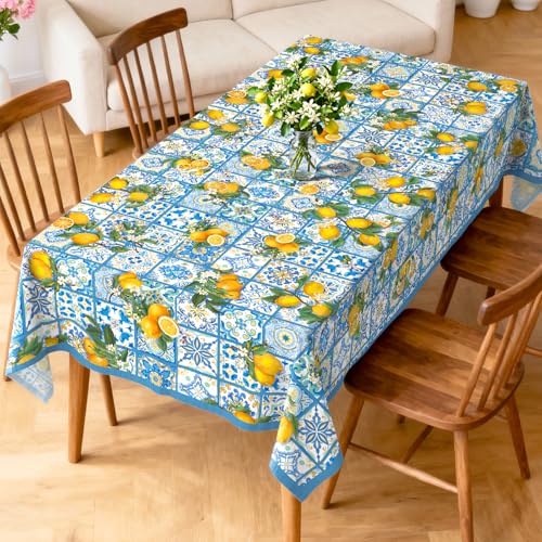 Nappe rectangulaire 152x304 lavable imperméable style méditerranéen printemps