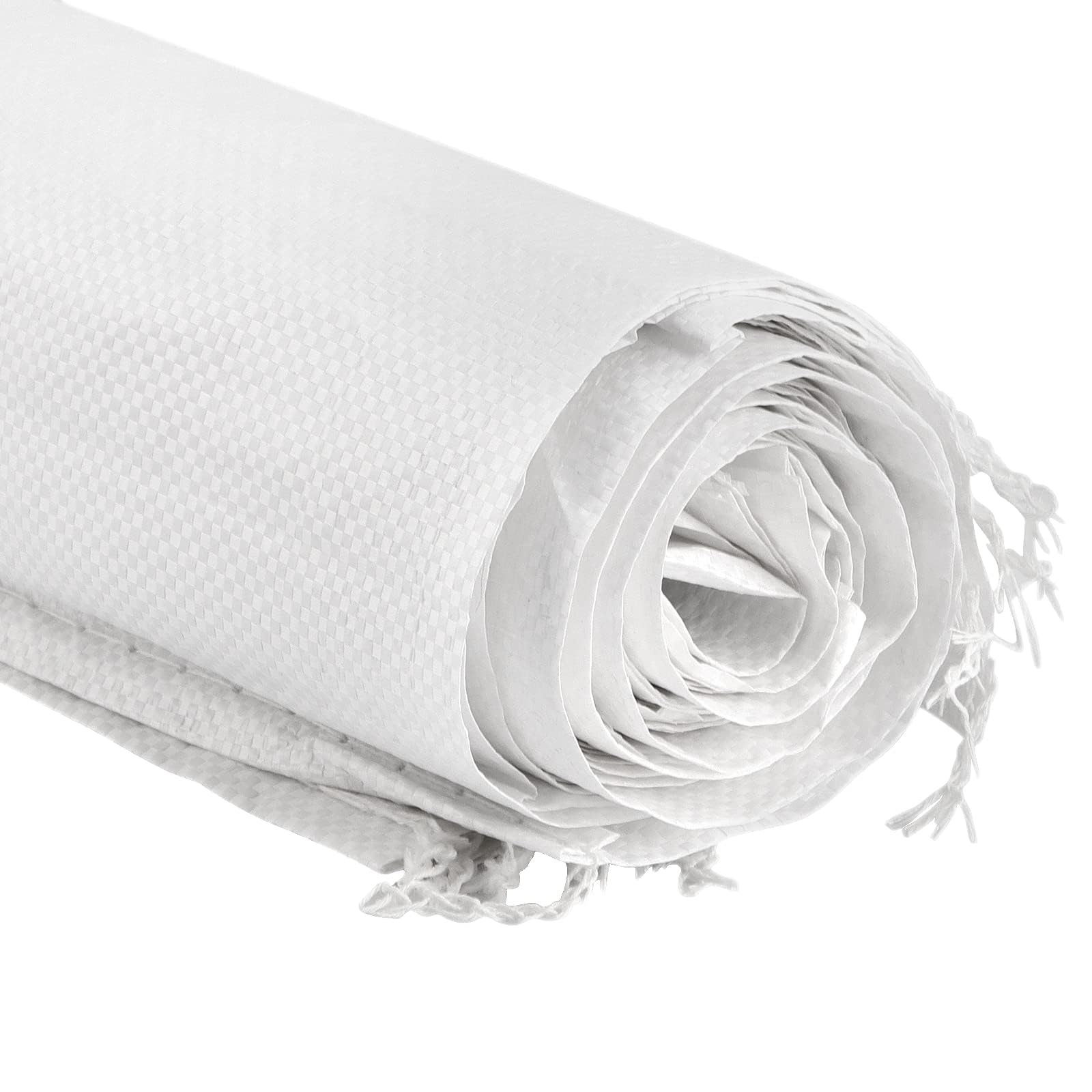 SEUNMUK 50 Sacchi di Sabbia Vuoti 45 x 77 cm in Polipropilene Bianco, Antiallagamento per Protezione Inondazioni, con Fascette da 20 m