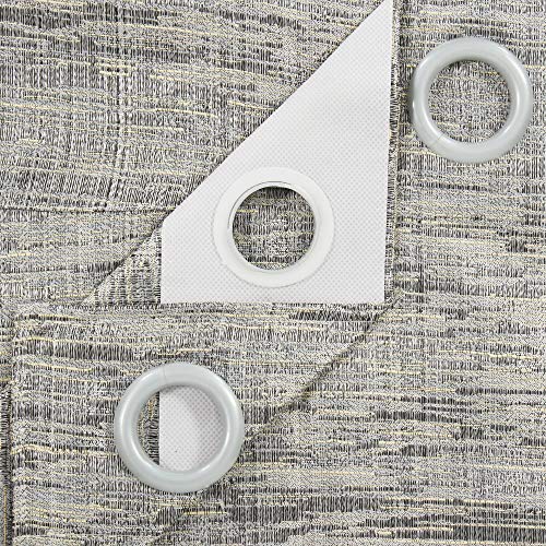 Image of Story@Home Bloom Collection Jacquard Weaving Solid Pattern Ring top Eyelet 2 Piece Door Curtain - 7 Feet, Silver Grey