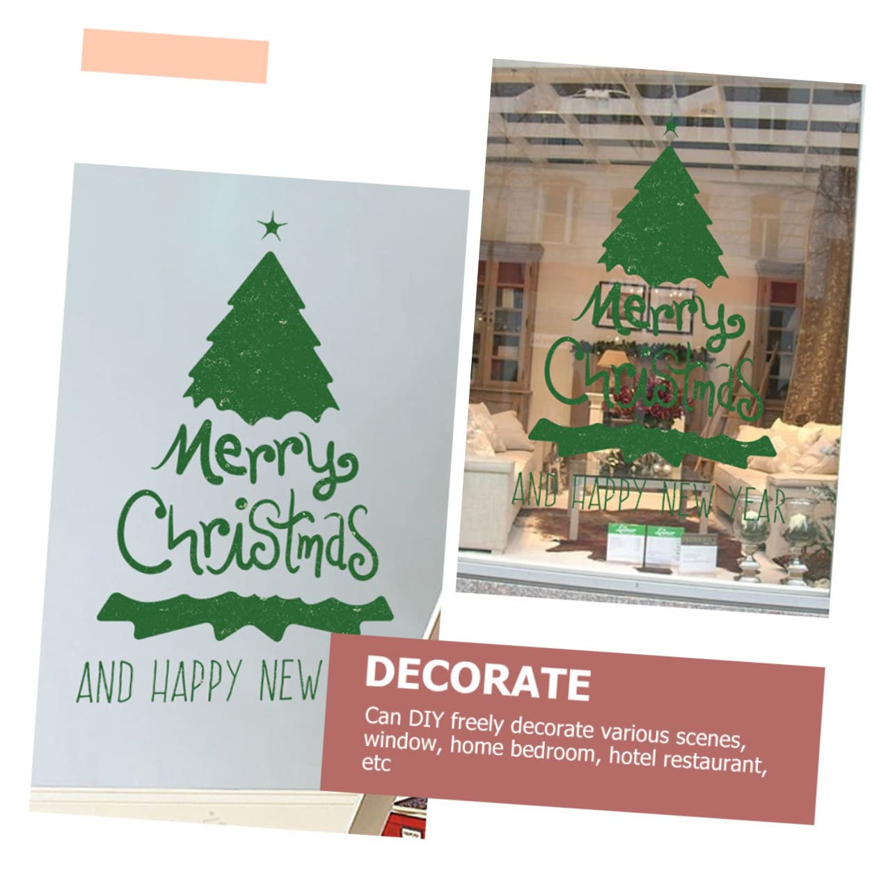 Cabilock 4 Sätze Weihnachtsbaum Wandaufkleber Weihnachtsfeier Ornamente Weihnachtsbeleuchtung Weihnachtsfensteraufkleber Weihnachtsbaum Fensteraufkleber 2 Blatt * 4