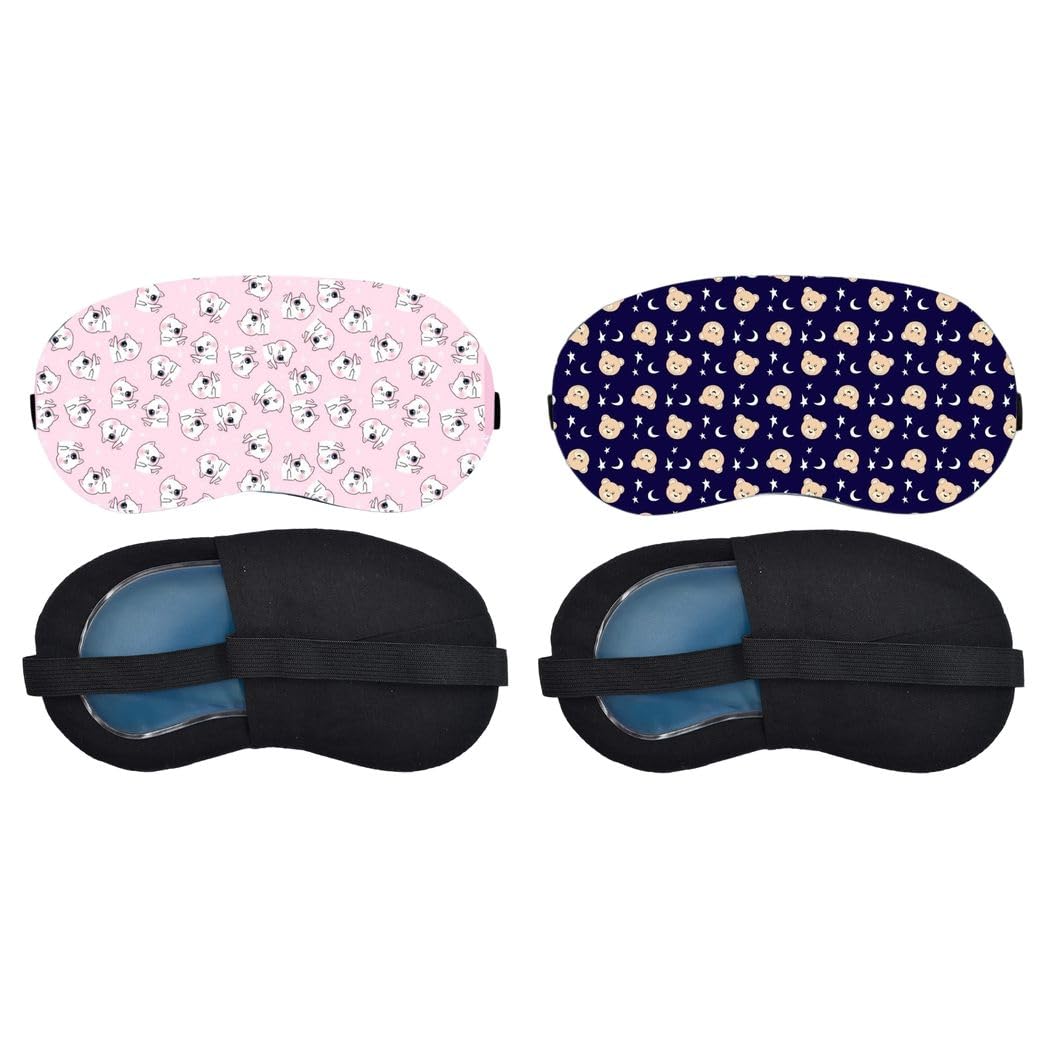 Aoxeria Pink Mini Unicorn Pattern, Teddy Bear Moon Pattern Sleeping Mask Combo, Soft Comfortable Light-Blocking Eye Cover for Women, Men & Kids, Reusable Blindfold for Night Sleep, Nap (Pack of 2)-image-47