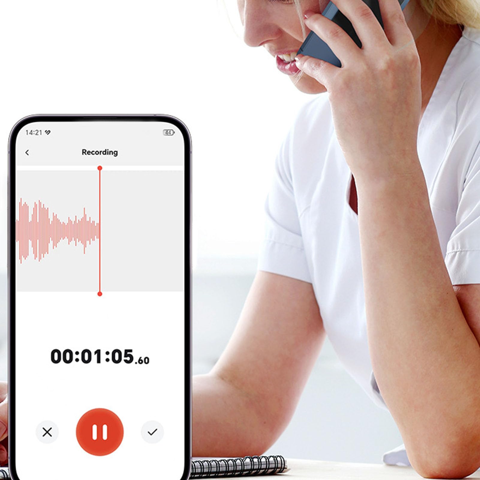 Zunate Grabadora de Voz con IA, Dispositivo para Tomar Notas con Transcripción y Resumen, Compatible con 112 Idiomas, Control Mediante Aplicación para Clases, Reuniones y Llamadas. (8GB)