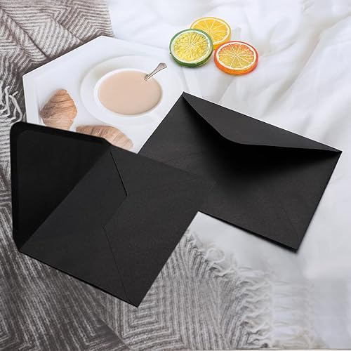 Vista 7 de 50 paquetes de sobres A7 para invitación, sobres negros de 5 x 7 pulgadas con solapa en V, ideal para graduación, invitación, baby shower, boda