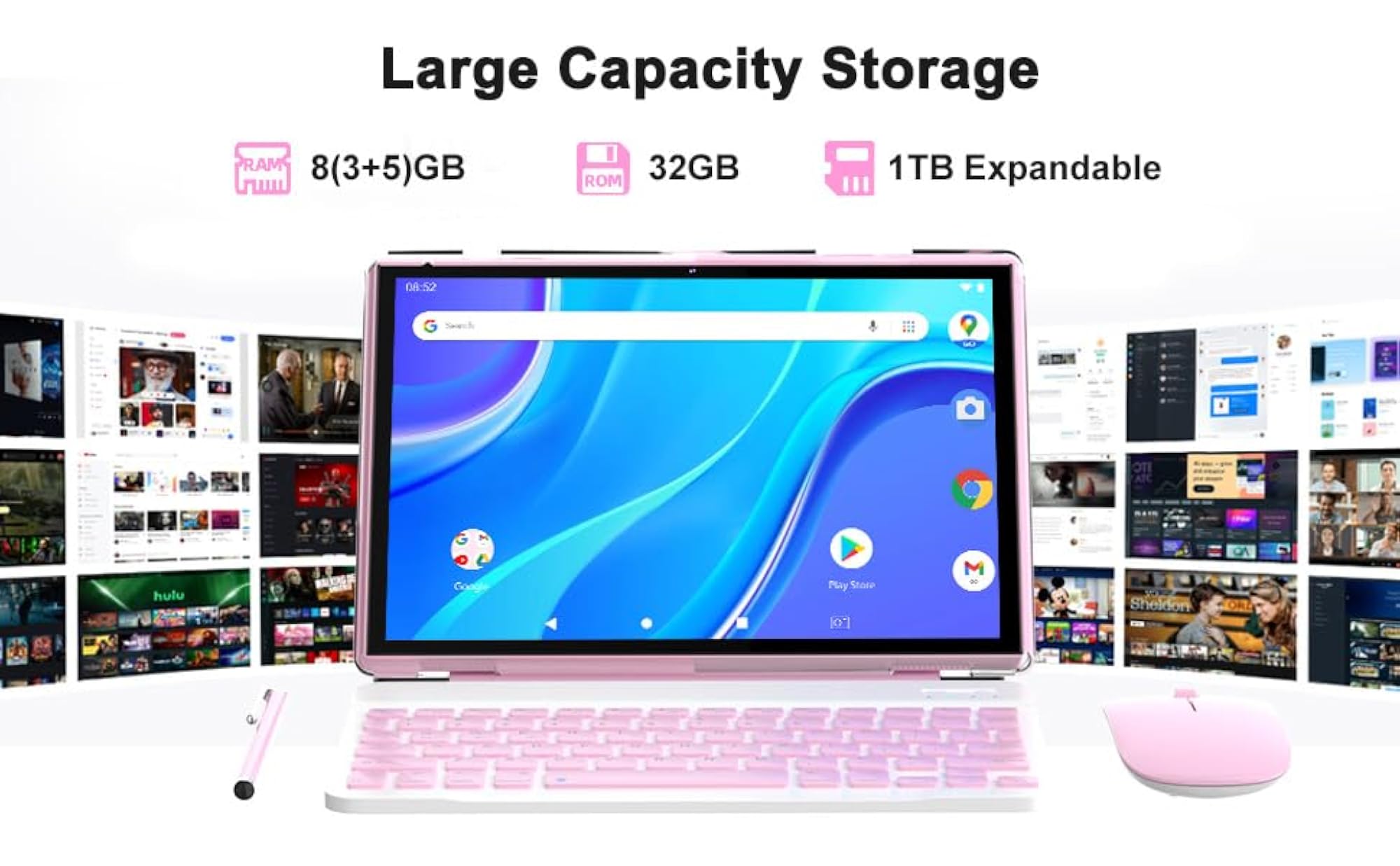 Android 15 10 Inch Tablet, 2 in 1 Tablet