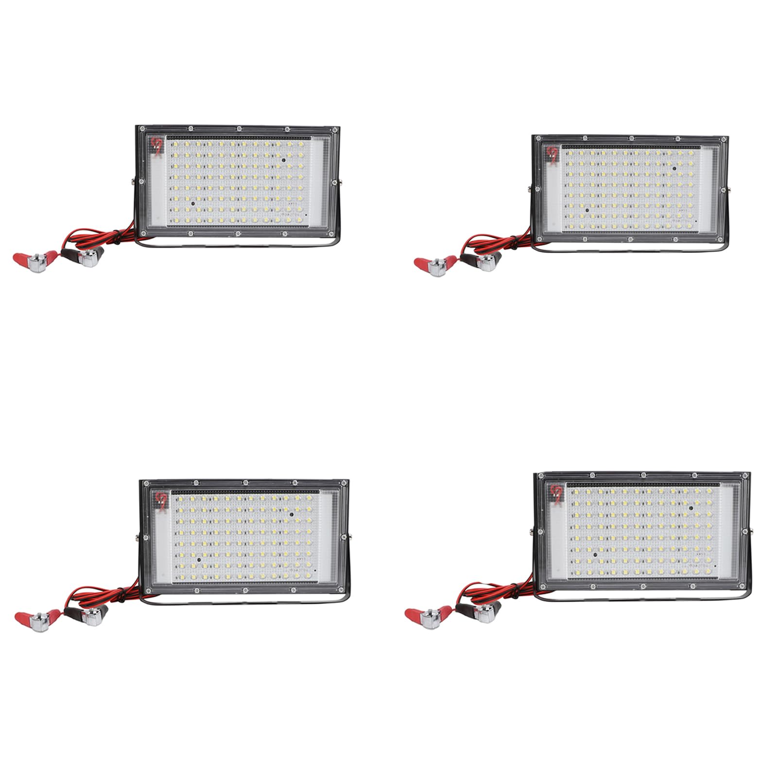 1-4PCS 100W Flood Light Board 12 Volt IP66 Waterproof Outdoor Security Lights LED Flood Light with Battery Alligator Clip for Outdoor Emergency DC (4PCS)