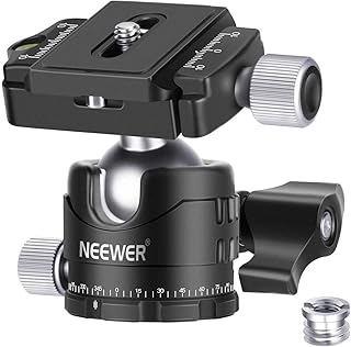 NEEWER Professional 28mm Low Profile Tripod Ball Head 360° Panoramic Rotating & 2 Lock knobs, 1/4" Arca Type QR Plate and Bubble Level for DSLR Camera Tripod Monopod Slider, Max Load 11lb/5kg