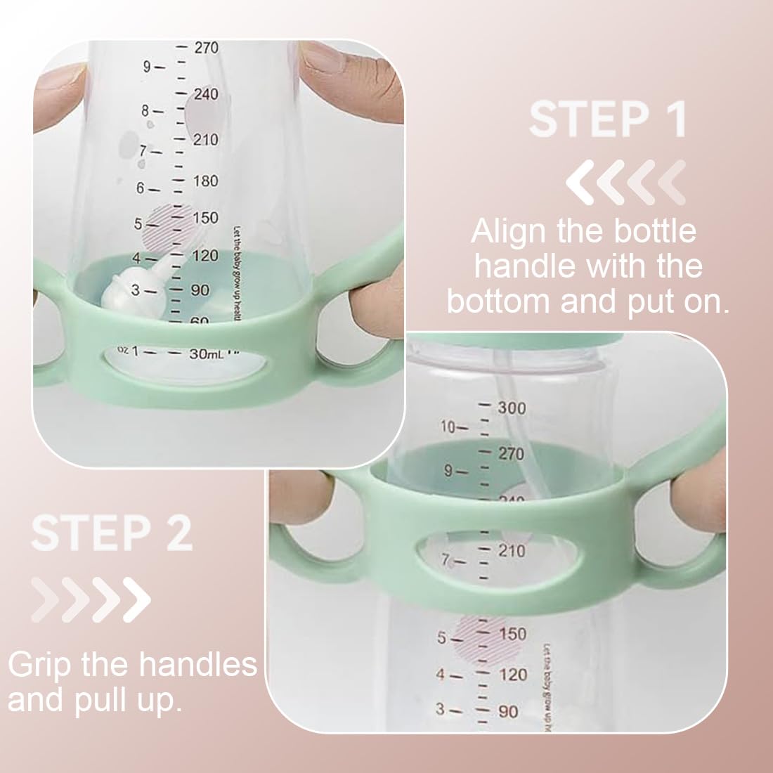 2 pcs Impugnatura Per Biberon, Maniglia per Manici per Biberon Impugnatura per Biberon, Maniglia per Biberon in Silicone, Facile Installazione Manici Per Biberon, Hold My Bottle