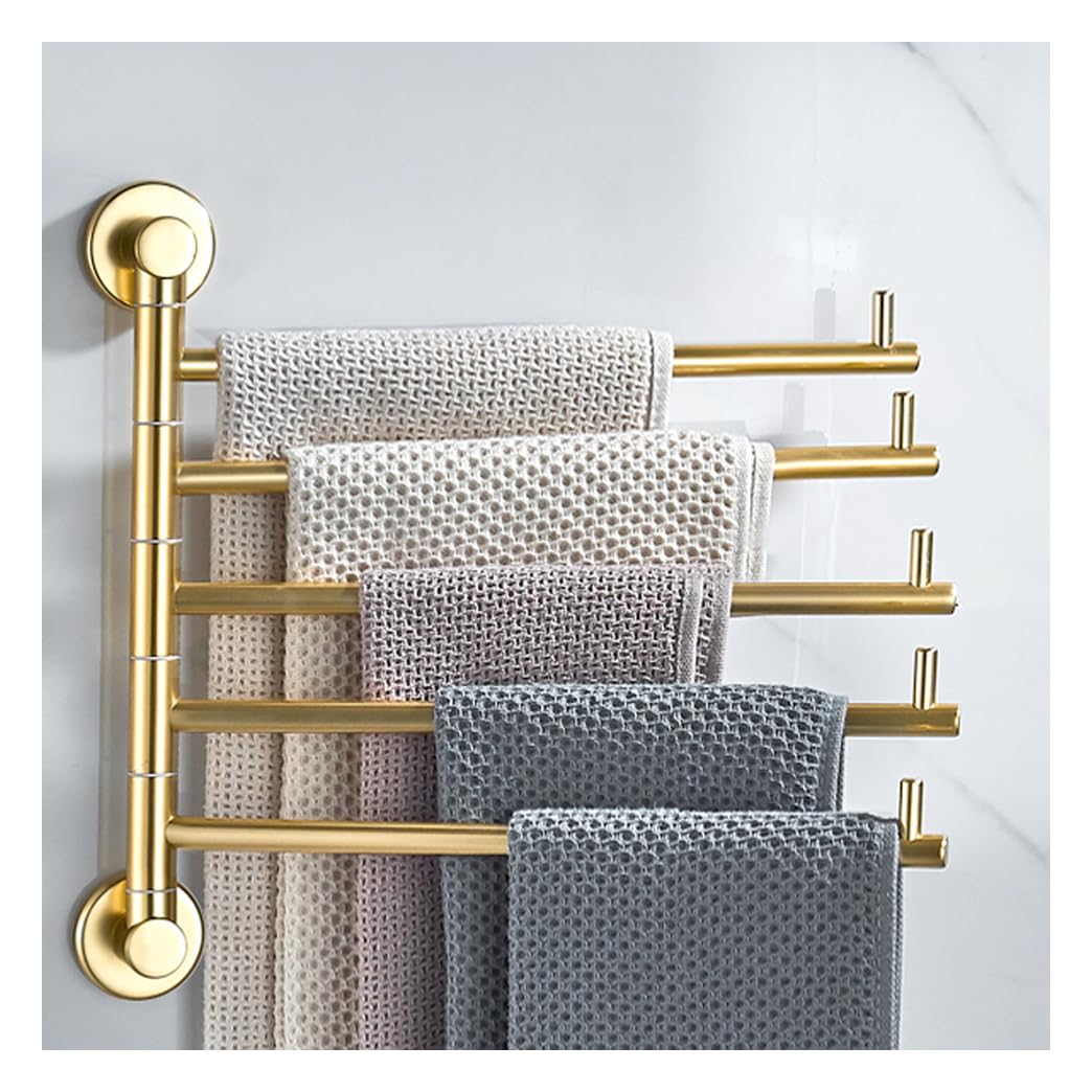 LMYSXAOZ Modern Swivel Towel Rack Bar Rails for Bathroom, Wall Mounted Folding Arm Swing Out Hand Hanger Holder Space Saving Laundry, Kitchen, Outdoor 5Bar