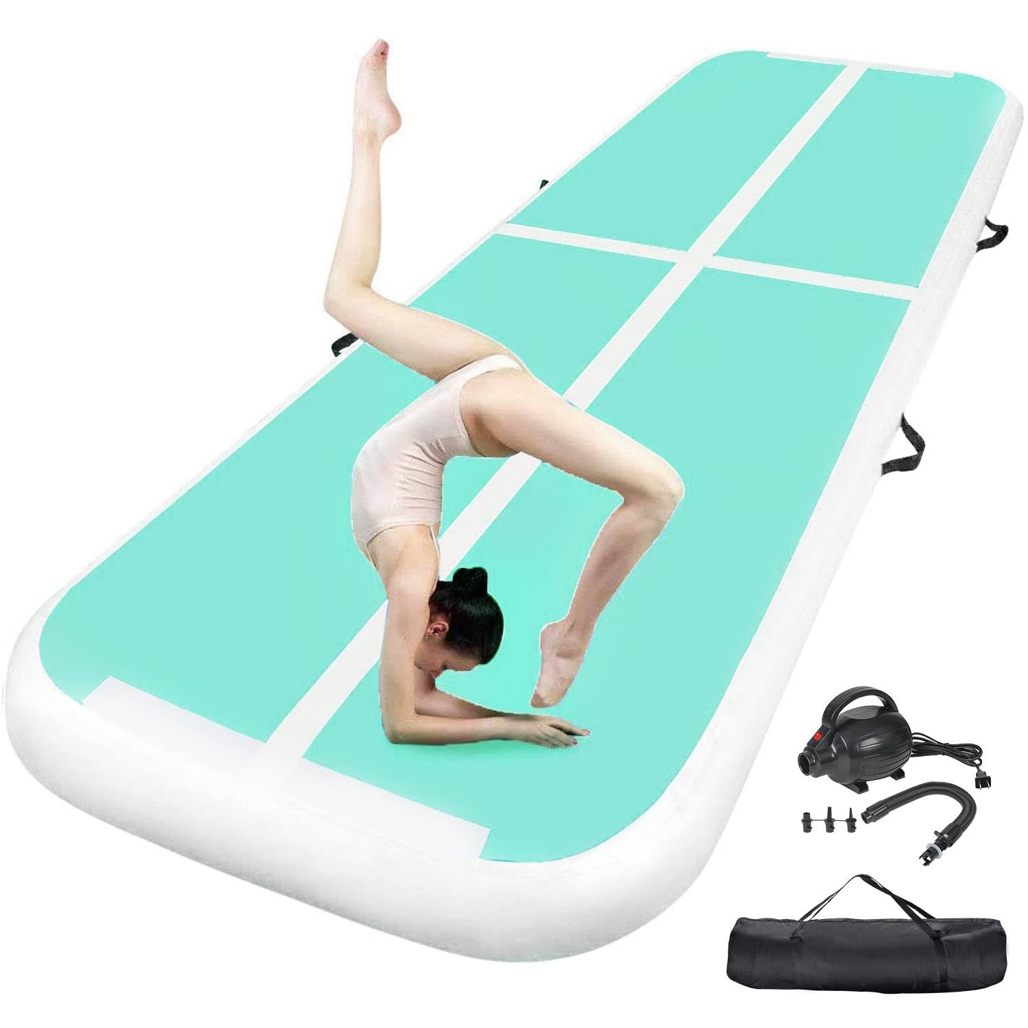 FBSPORT Inflatable Air Gymnastics Mat Training Mats 4/8 inches Thickness Gymnastics Tracks for