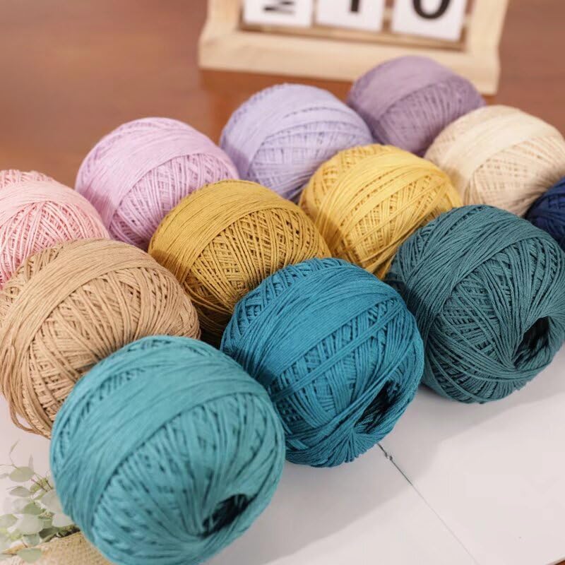 6/10 Rotoli, 50 g, Filato di Cotone per Uncinetto, Misura 6, Colore Medio-fine, per Lavorare a Maglia gonne, Scialli e Altri progetti Fai da Te