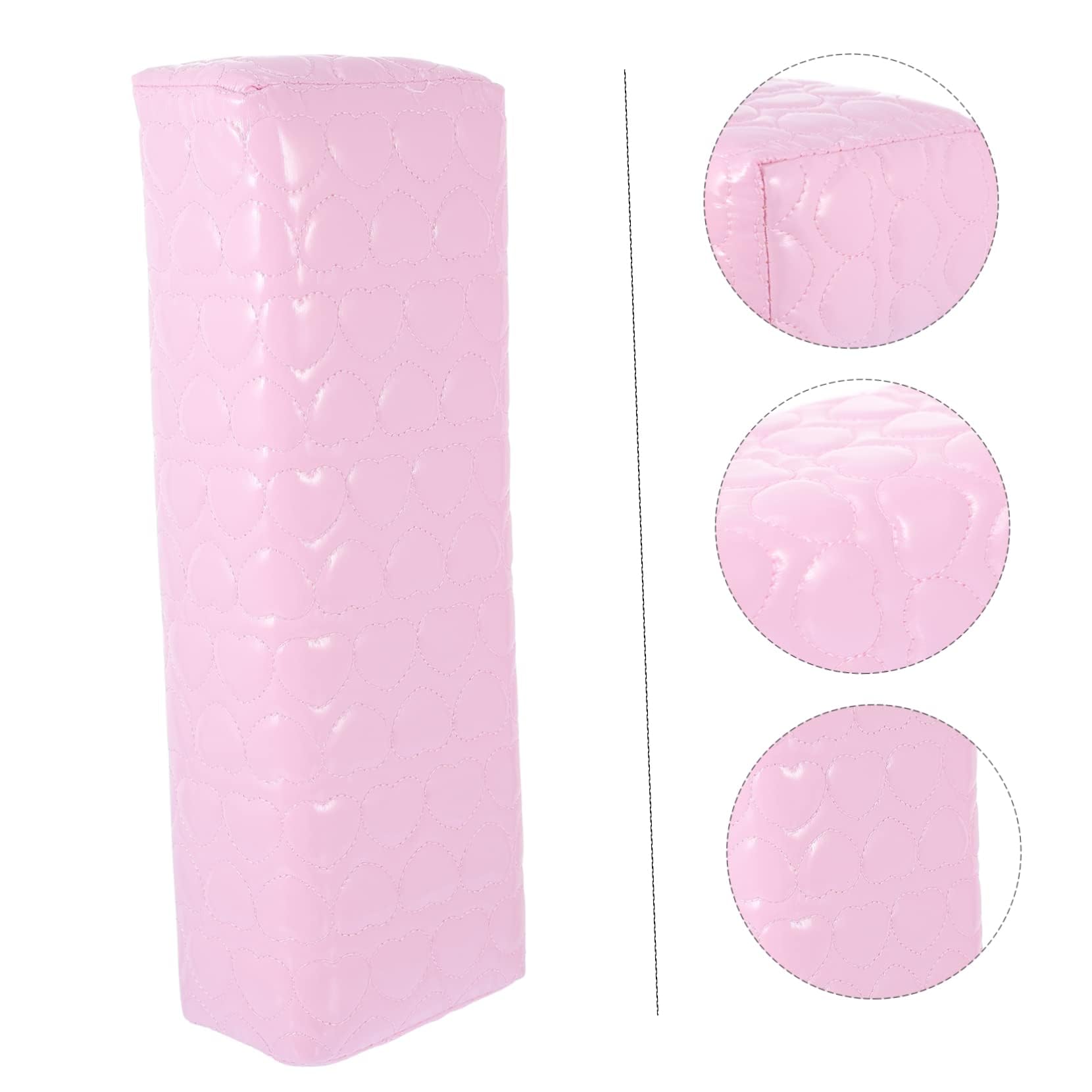 Kira Nail Arm Rest Hand Cushion, Stripe Leather Nail Pillow Hand Rest Pillow Salon Armrest Cushion Manicure Nail Art Pillow Accessories Tool Square Shape (Light Pink)
