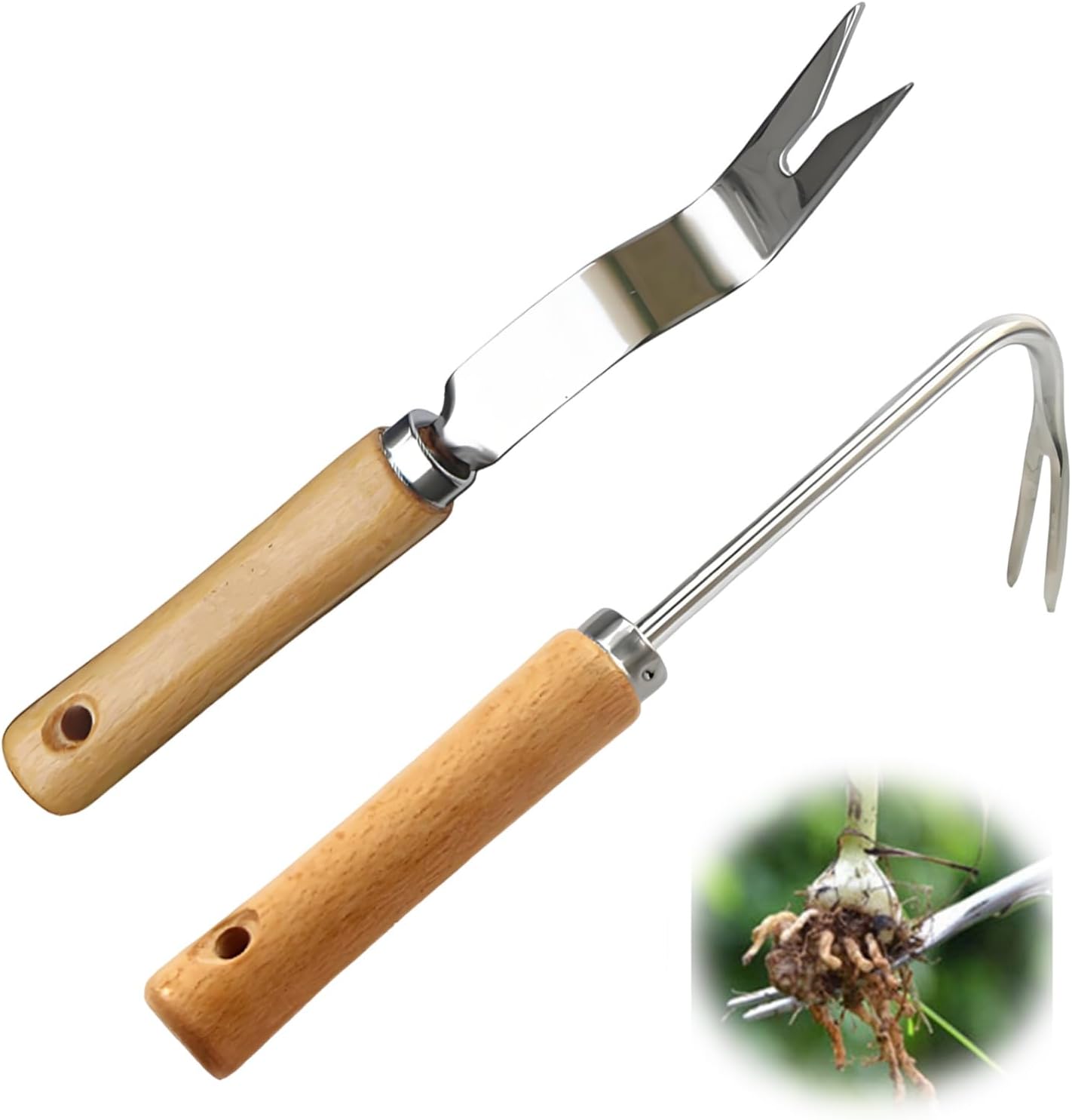 2Pcs Garden Weeding Tool, Weed Remover Tool for Garden and Patio, Stainless Steel Weeding Tools, Yard and Farmland Use