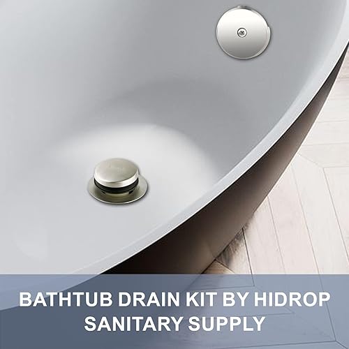 Miniatura 2 de Kit de conversión de drenaje de bañera con punta de drenaje, kit de recambio de níquel cepillado con placa frontal de desbordamiento de un solo